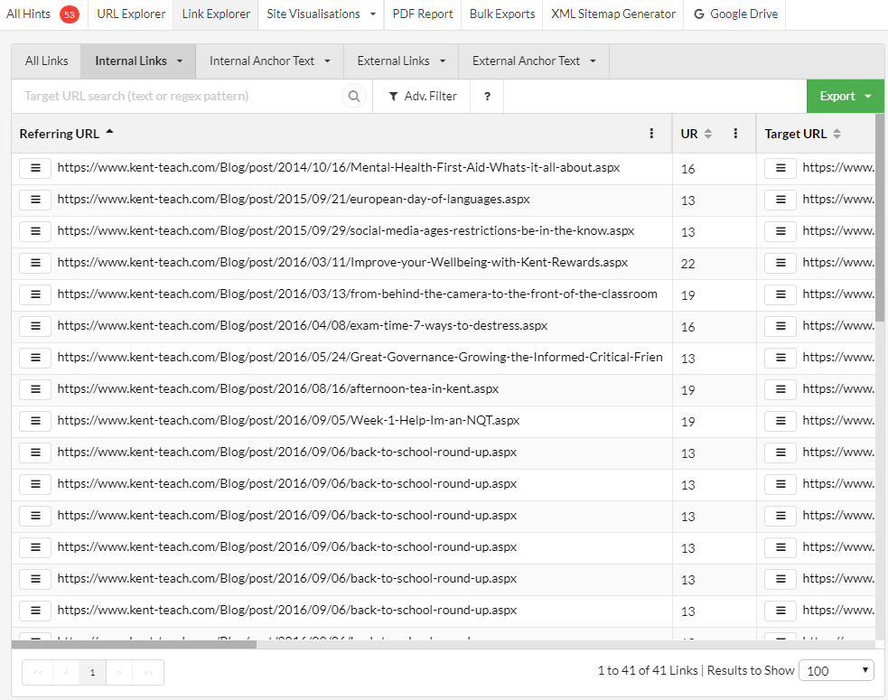 Broken Links in Link Explorer