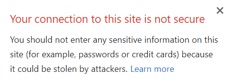 Chrome - connection not secure message