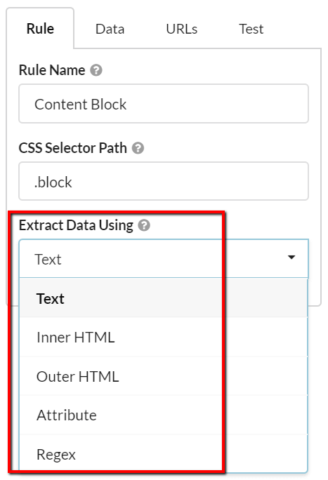 Extract data using