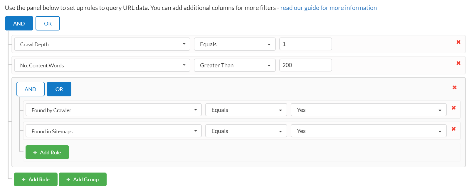 Nested filtering