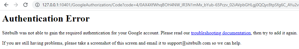 GSheets Auth Error