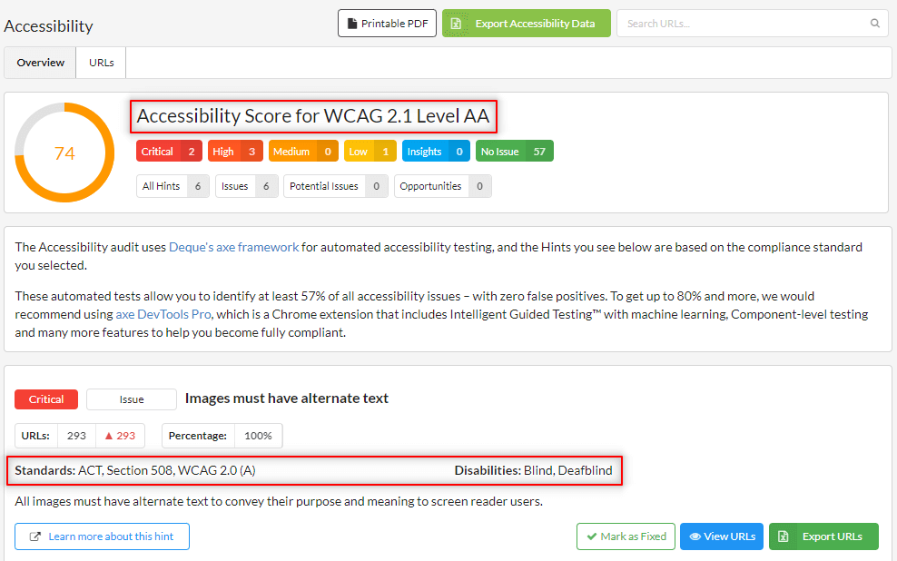 New Accessibility Score