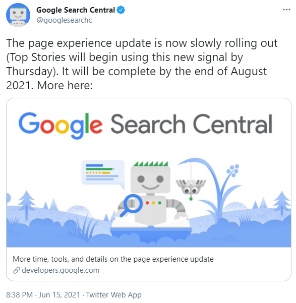 Page Experience Update rolling out