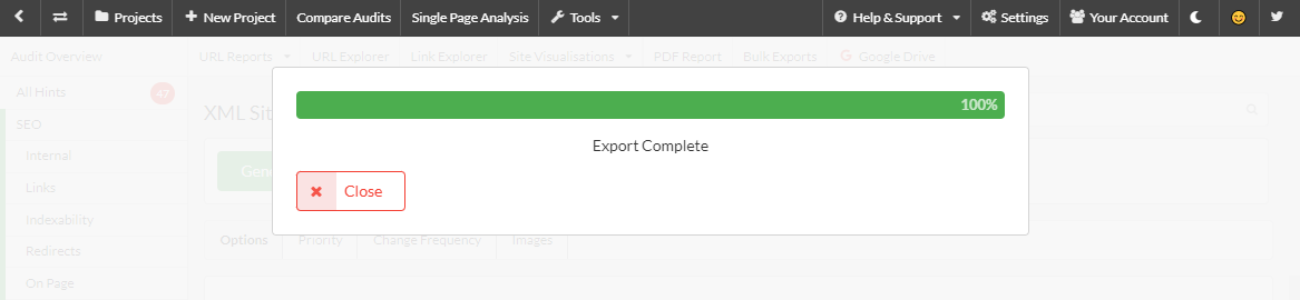 XML Sitemap generation has completed